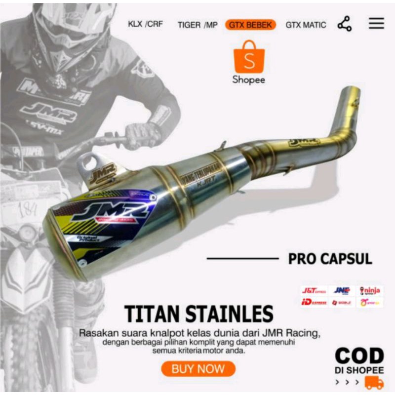 KNALPOT GTX PRO CAPSUL JMR RACING 4135 BUAT TRAIL JUPITER 125/130CC