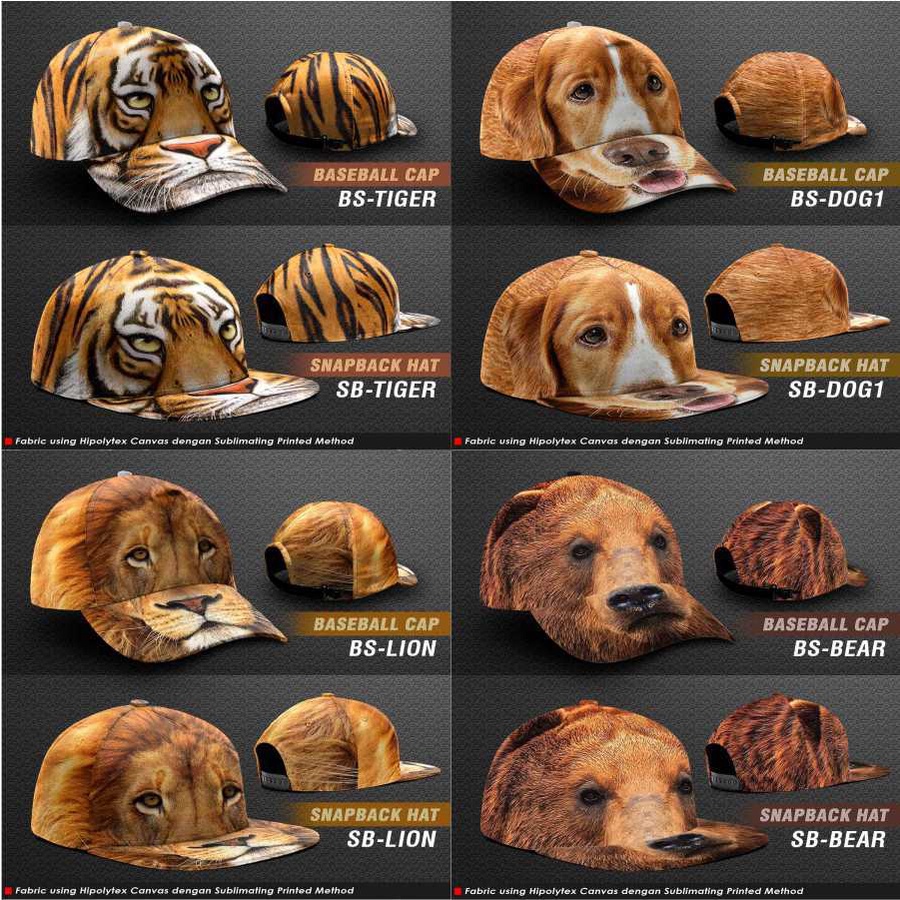 TOPI HEWAN. TOPI MOTIF WAJAH HEWAN 3D