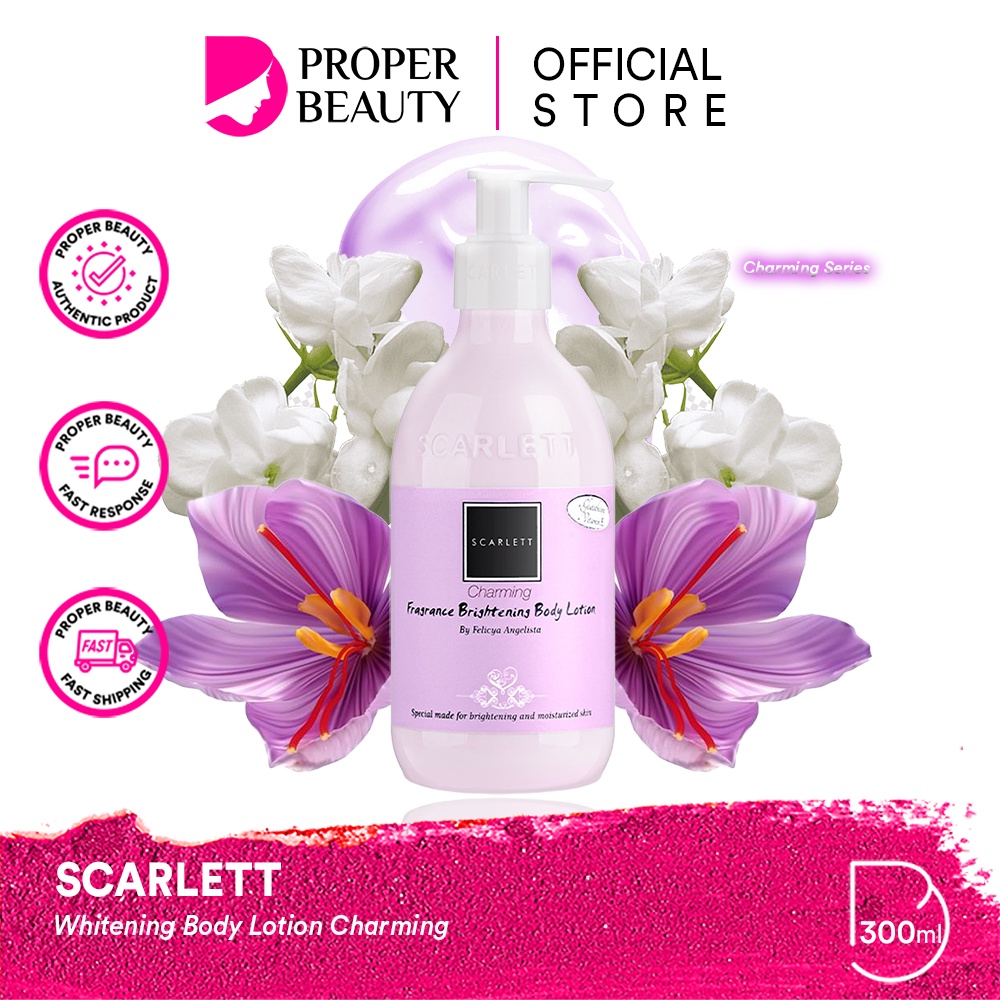 SCARLETT Whitening Fragrance Brightening Body Lotion Charming Indonesia / 300ml / By Felicya Angelis