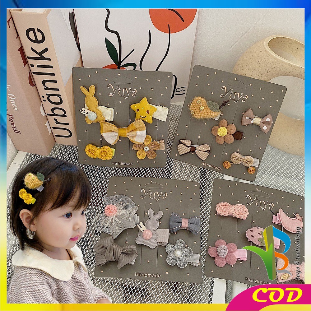 RB-C319 Jepitan Rambut Korea Anak Set 5 IN 1 / Jepit Rambut Anak Perempuan / Hair Pin Klip Rambut / Korean Hair Clip