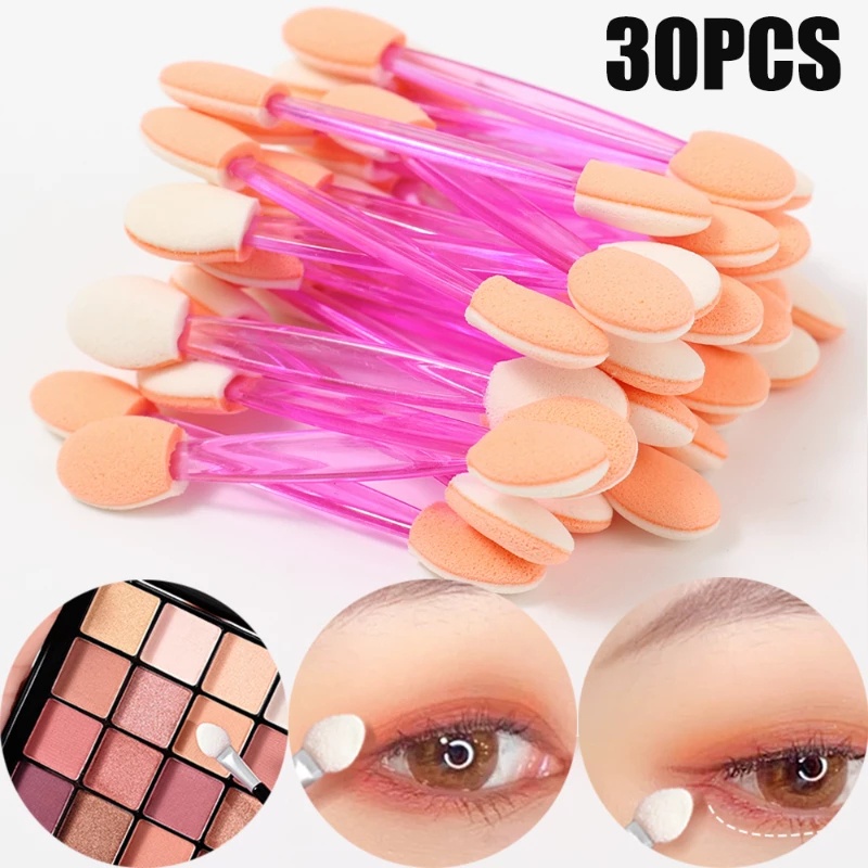 30pcs Masker Wajah Lembut Ramah Kulit ​Kuas Eyeshadow ​Brush Spons Aplikator Eyeshadow Kepala Ganda Portable Untuk Makeup / Kosmetik Wanita