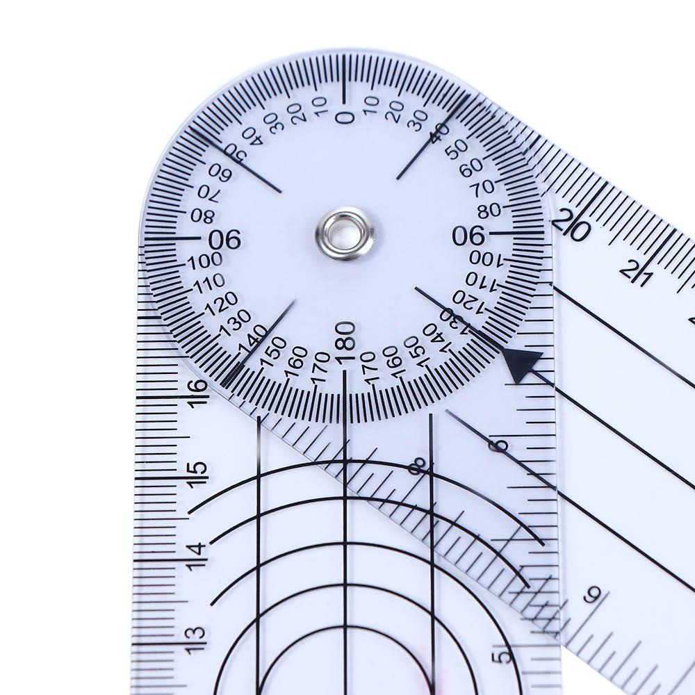 Agustina Goniometer Penggaris Jari Sudut PVC Ortopedi Multi-Penggaris Busur Derajat Dikalibrasi Penggaris Tulang Belakang