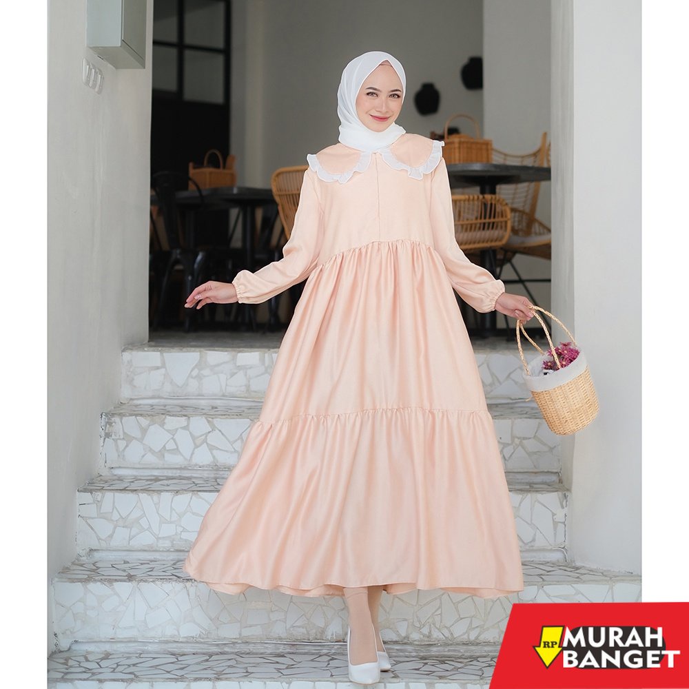 model gamis kombinasi polos terbaru 2022 GAMIS DRESS PREMIUM SILK PAVIA