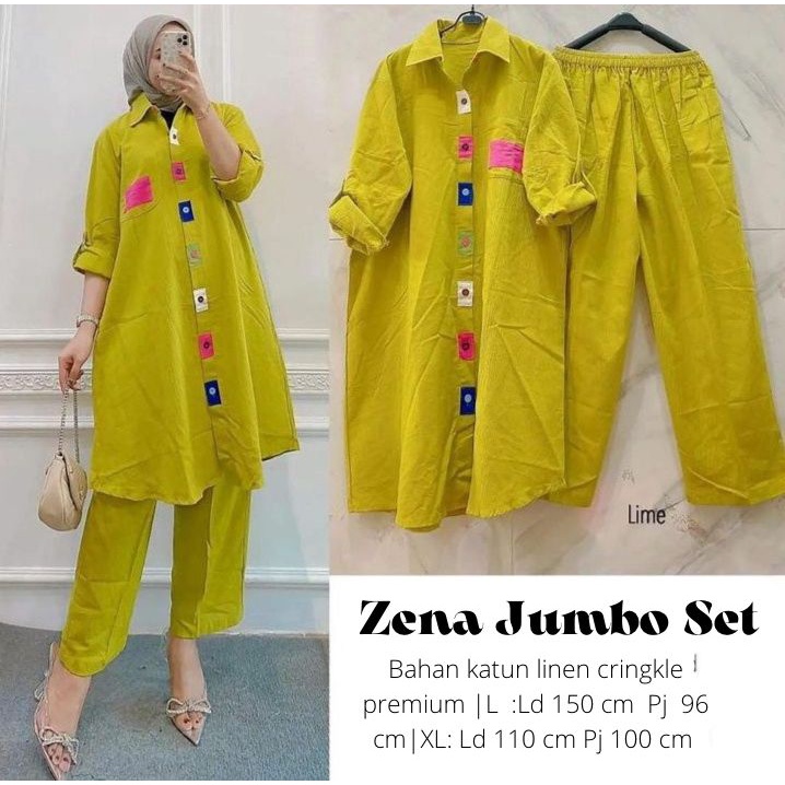 Setelan jumbo bahan cringkel SENA JUMBO SET size L XL XXL