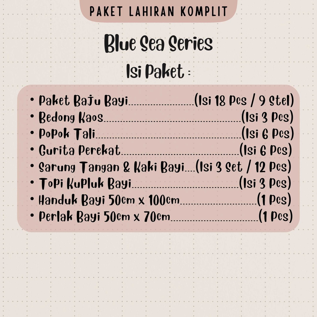 SALE 7.7 - 50 PCS Paket Lahiran Super Hemat Komplit Baju Bayi Baru Lahir Paket Hemat Bayi Baru Lahir Serian Biru