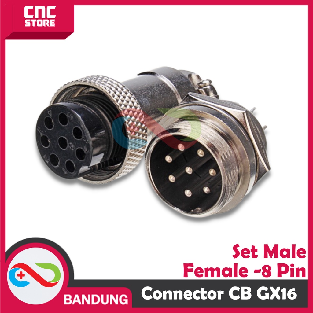 AVIATION PLUG CONNECTOR CB GX16 16MM SET MALE FEMALE - 8 PIN