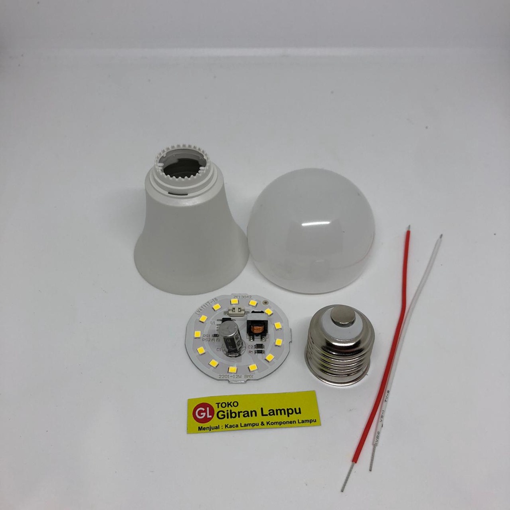 Paket Lampu LED 12 Watt Rakitan Polos - Rakit Satu Set Lampu LED Tanpa Merk - Komponen Merakit LED 12w