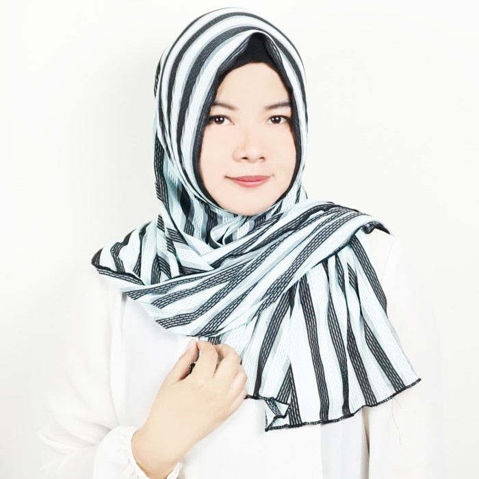HIJAB / JILBAB PASHMINA MOTIF SALUR - Biru - 81520 ORIGINAL.