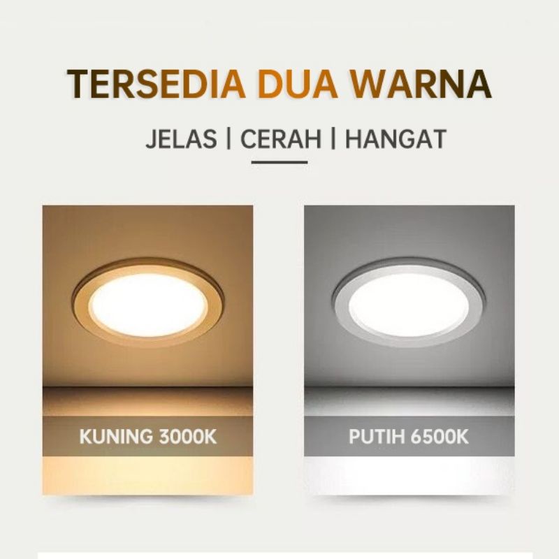 Lampu Downlight LED Panel 6W/9W/12W/18W/24W PUTIH/KUNING Tipis Bulat Inbow