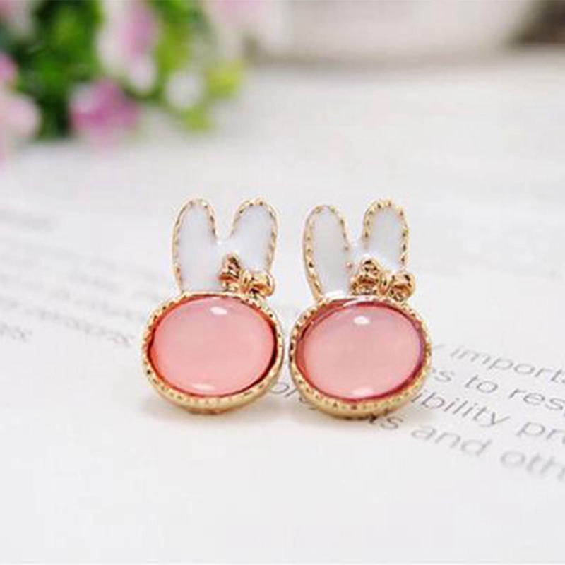 Fancyqube Anting Stud Opal Desain Kelinci Gaya Korea Untuk Wanita