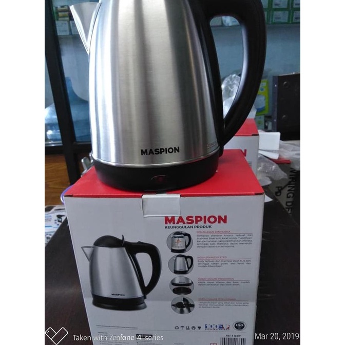 Maspion Teko Kettle Ketel PEmanas Air Listrik MEK 1801SS
