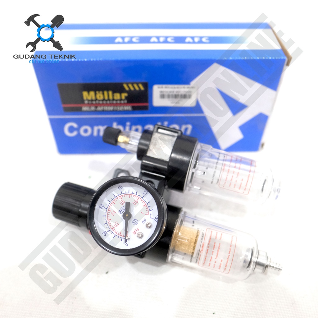 Mini Air Control Unit Single Double 1/4&quot; MOLLAR / Filter Air Kompresor Udara Regulator Pengatur Tekanan 1/4 Inch MOLLAR