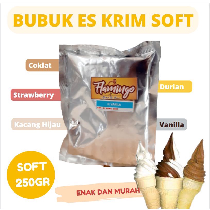 

Powder Es Krim Flamingo 250GR Ice Cream Premix Bubuk Ice Cream 250gr