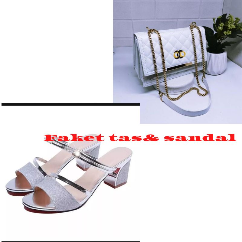 paket TAS dan sandal heels kekinian