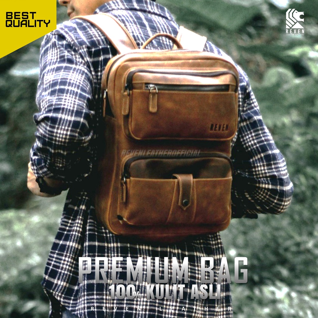REVEN LEATHER - Tas Punggung Ransel Osiris Backpack Pria Kulit Sapi Asli Tas Terbaru Branded Kekinian Best Quality Ransel Premium