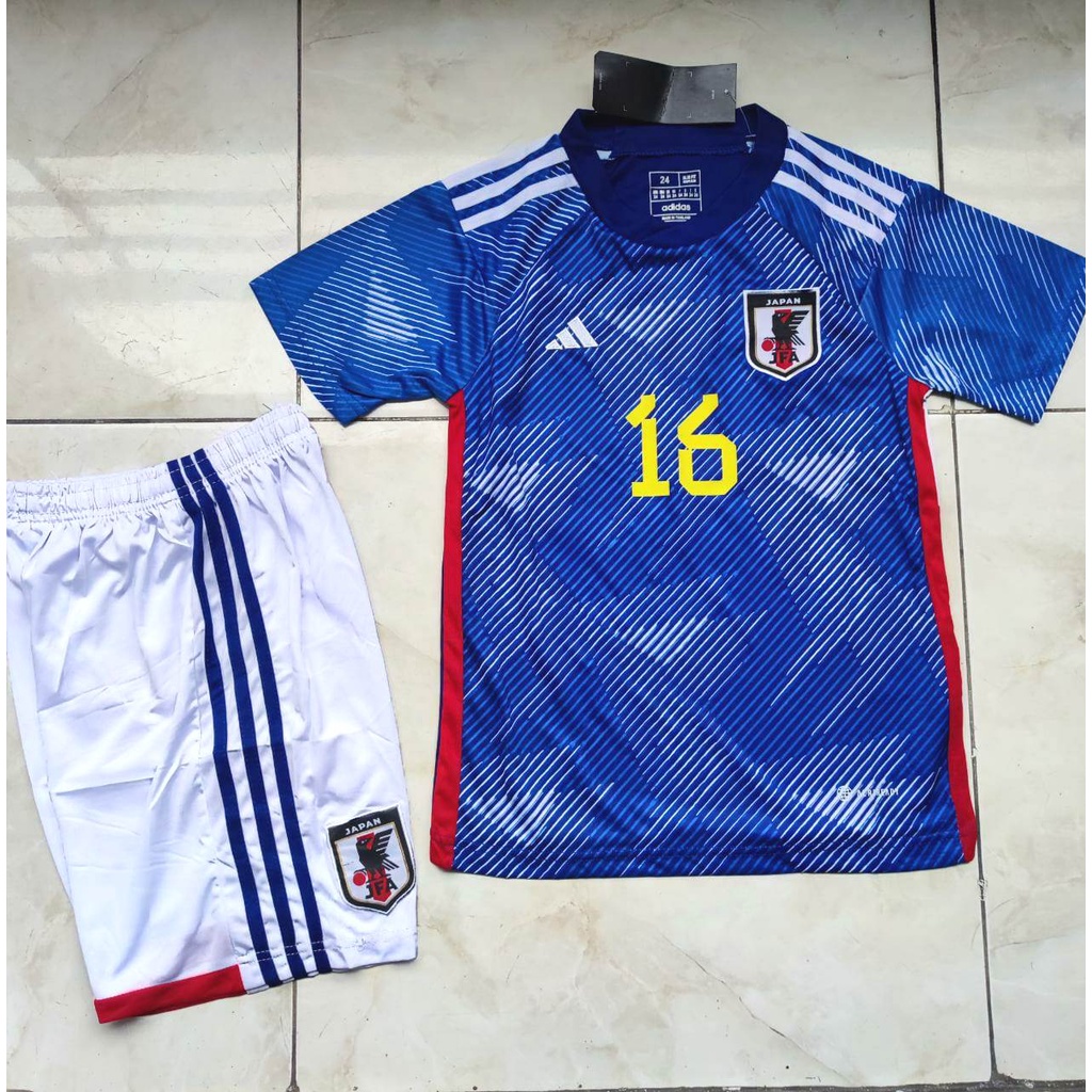 Jersey Baju Bola Anak Jepang Home Kids World Cup Piala Dunia 2022 Japan Fullset Satu Set Grade Ori