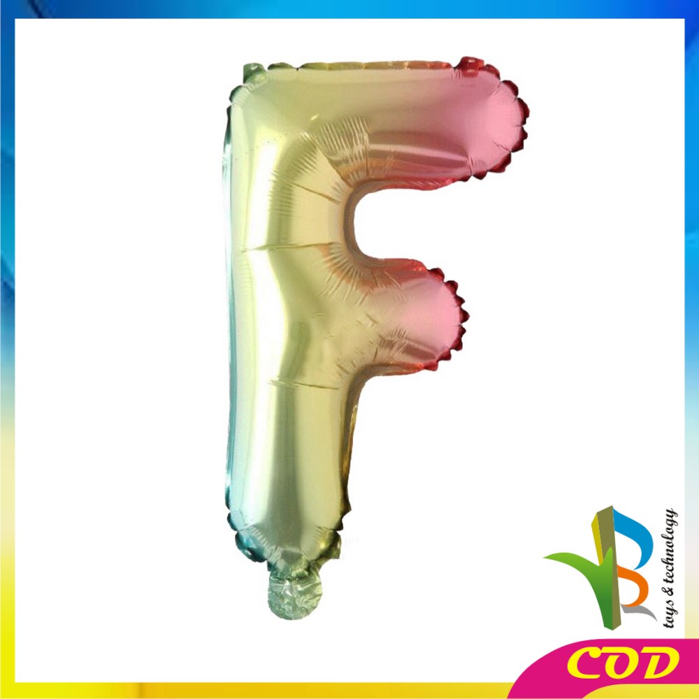 RB-C390 Ballon Foil Abjad Alphabet Polos Gradient A-Z Balon Foil Angka 0-9 / Balon Foil Huruf Abjad Alphabet Angka Polos / Baloon Huruf Dan Angka Perlengkapan Ulang Tahun