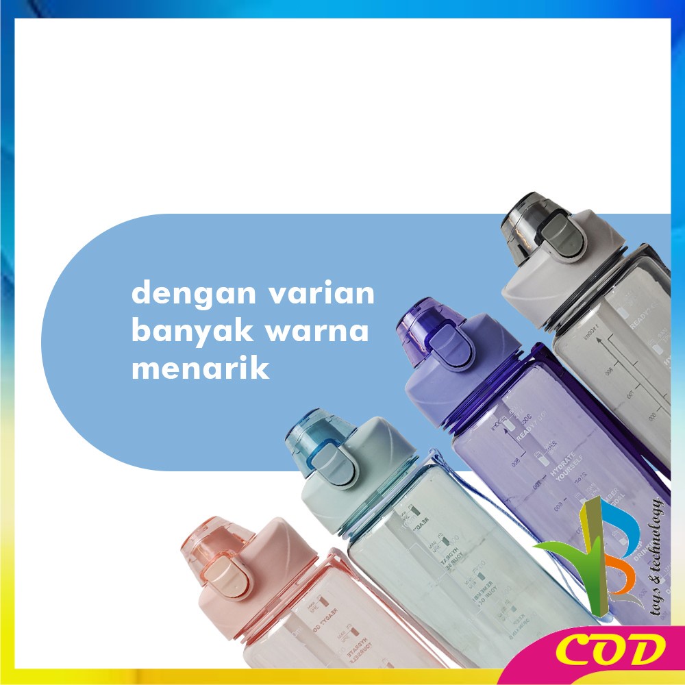 RB-C580 C588 Bottle Botol Minum Tumblr Air 1 Liter / Botol Motivasi dengan Tutup Flip / Botol MinumTumbler Olahraga Botol Air