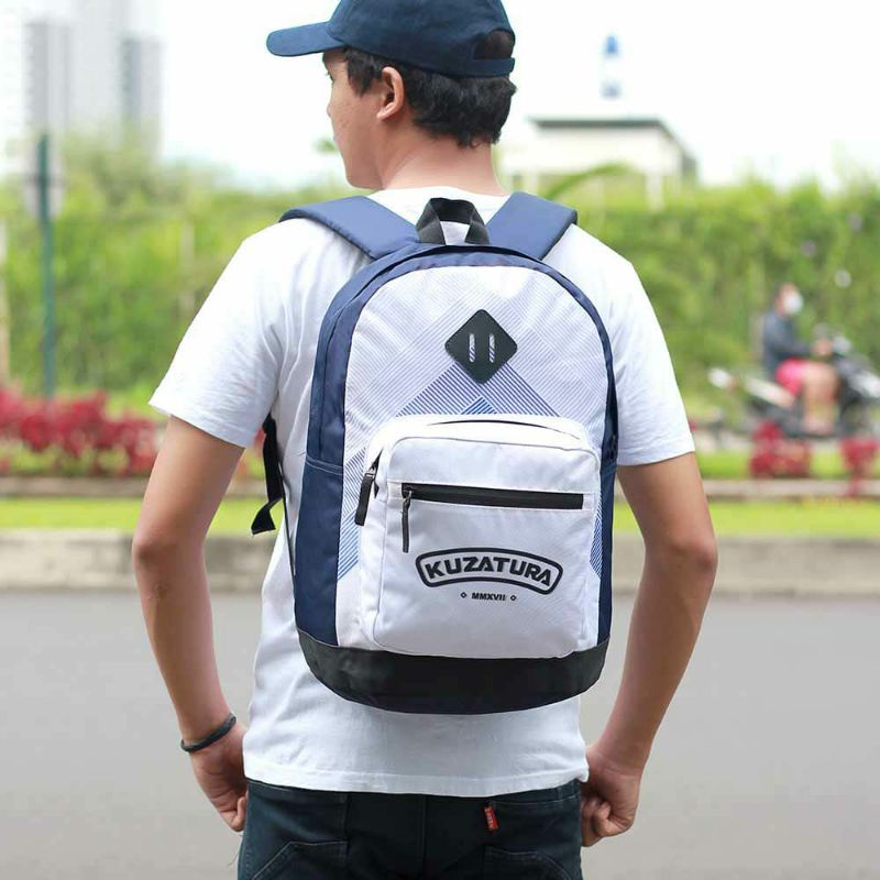 Kuzatura Backpack Motif Kombinasi Putih Bahan Cordura