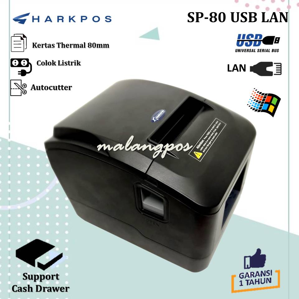 PRINTER KASIR THERMAL 80MM SP-80UL USB LAN PRINTER STRUK KASIR NOTA CAFE RESTO PRINTER DAPUR 80 SHARKPOS 80 USB ETHERNET