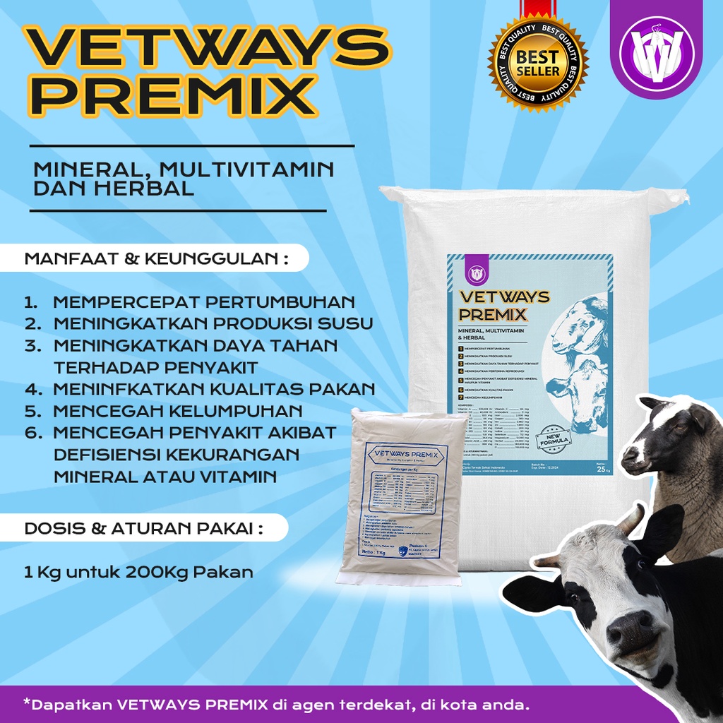 VETWAYS PREMIX 1 KG - PREMIX KAMBING - PREMIX SAPI - PREMIX DOMBA - MULTIVITAMIN MINERAL DAN HERBAL