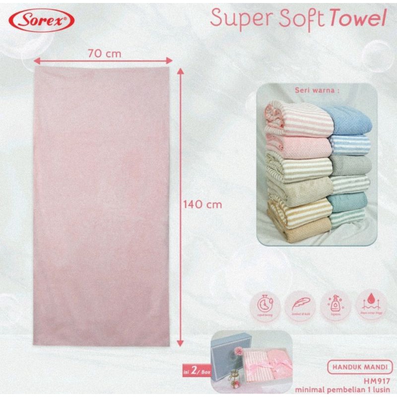 Sorex Handuk Mandi Dewasa Microfiber Lembut HM917 Ukuran 70x140 cm