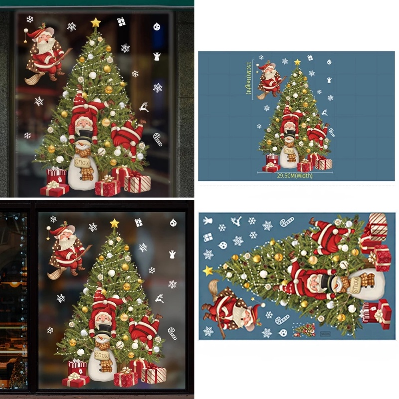 Stiker Jendela Desain Santa Claus Untuk Dekorasi Natal