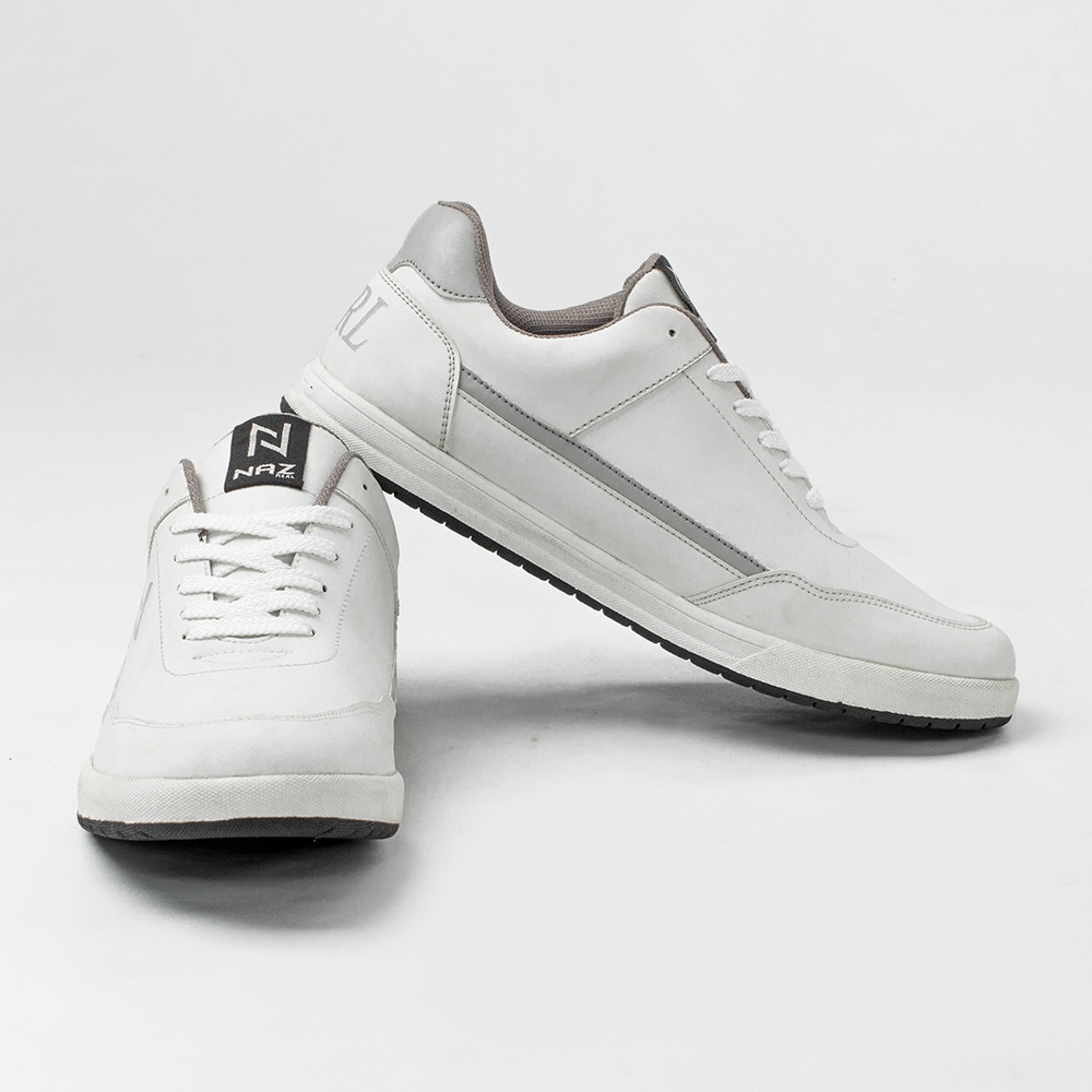 LEO WHITE GREY |ManNeedMe x NAZ| Sepatu Sneakers Pria Casual Sneaker Cowok ORIGINAL