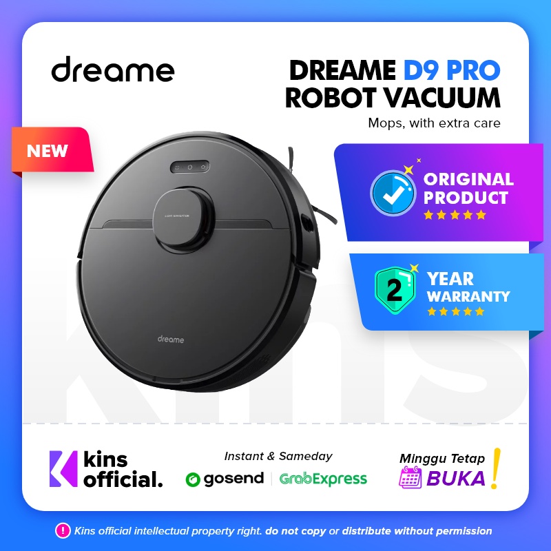 Dreame Bot D9 Pro Robot Vacuum and Mop 4kPa Suction 270ml Sapu dan Pel