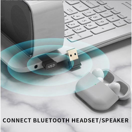 ACODO USB Bluetooth 5.0 Dongle Komputer PC Laptop Adaptor Windows Speaker Realtek blutut Headphone Adapter Receiver