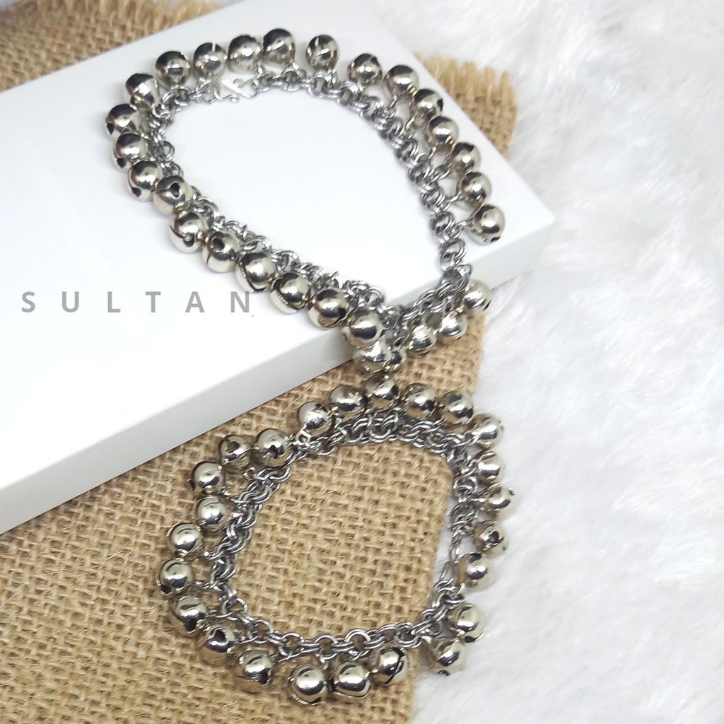 Gelang Kaki Anak &amp; Dewasa Full Krincingan Rantai Monel Double Ring Anti Karat Tidak Mudah Putus