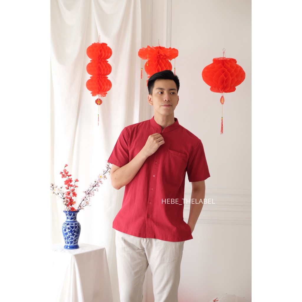 Men Cheongsam Chinese New Year Kemeja Pria