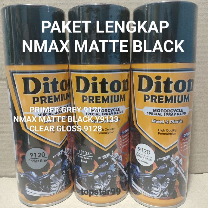 Pilok Cat Diton Premium Paket Lengkap 3 Kaleng Nmax Matte Black Y9133 Primer Grey Epoxy 9120 Clear Glossy 9128 400cc Pilox Paketan Cat Semprot Special Spray Paint