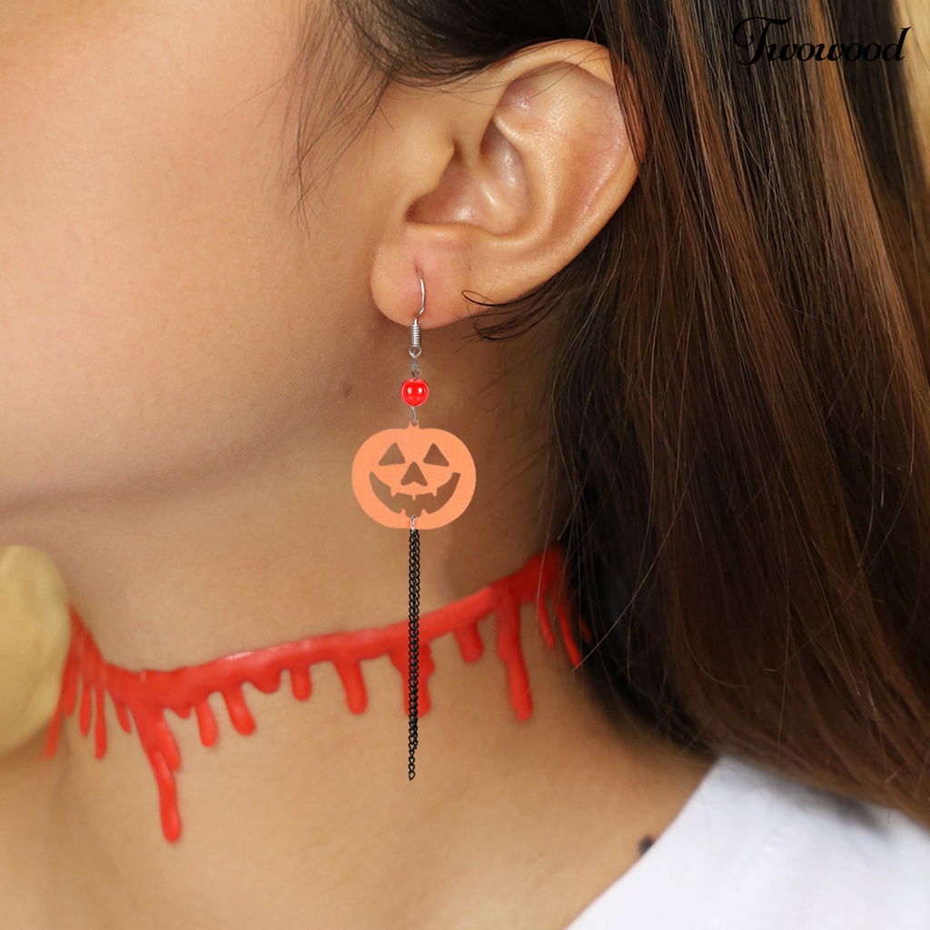 1 Pasang Anting Desain Sarang Laba-Laba Untuk Pesta Halloween