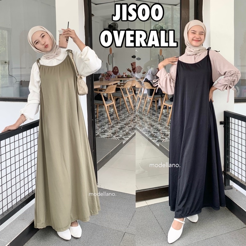 JISOO OVERALL OUTER DRESS POLOS KOREAN LOOK MAYUNG MUSLIM JUMBO XXL BIGSIZE MURAH MODELLANO