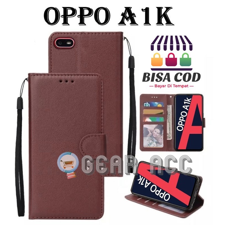 FLIP CASE UNTUK OPPO A1K - FLIP COVER DOMPET CASING-WALLET LEATHER CASE FLIP SARUNG BUKU FLIP LEATHE