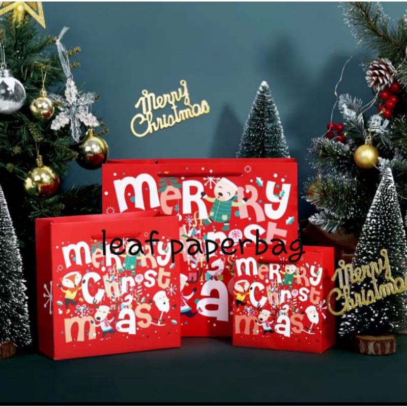 

Paper bag natal xmas / christmas paper bag tas natal kotak kado box gift box hampers hadiah natalan hantaran hamper kado