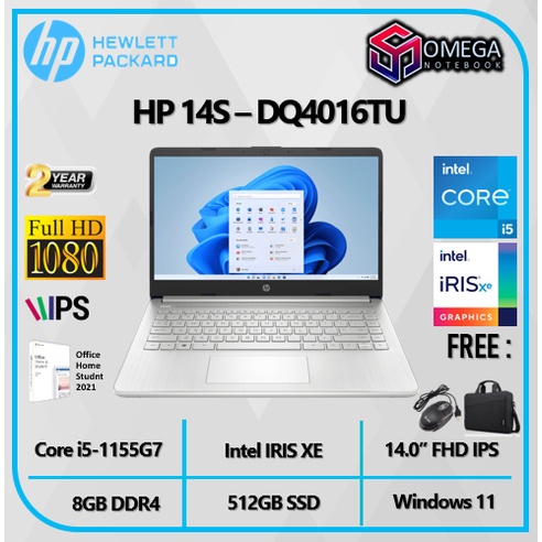 Laptop HP 14s DQ4016TU Core I5 1155G7 8GB 512SSD IRISXE W11+OHS 14.0&quot;FHD IPS Backlit