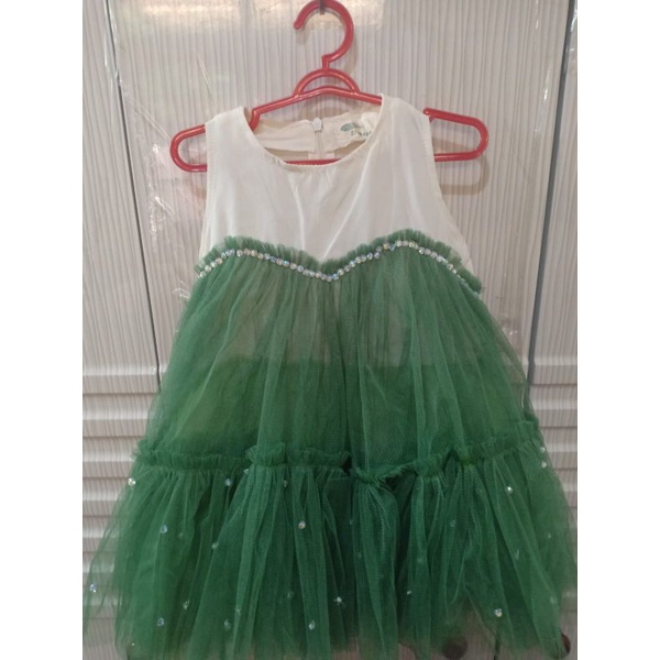 Preloved Dress Pesta Anak Putih Hijau