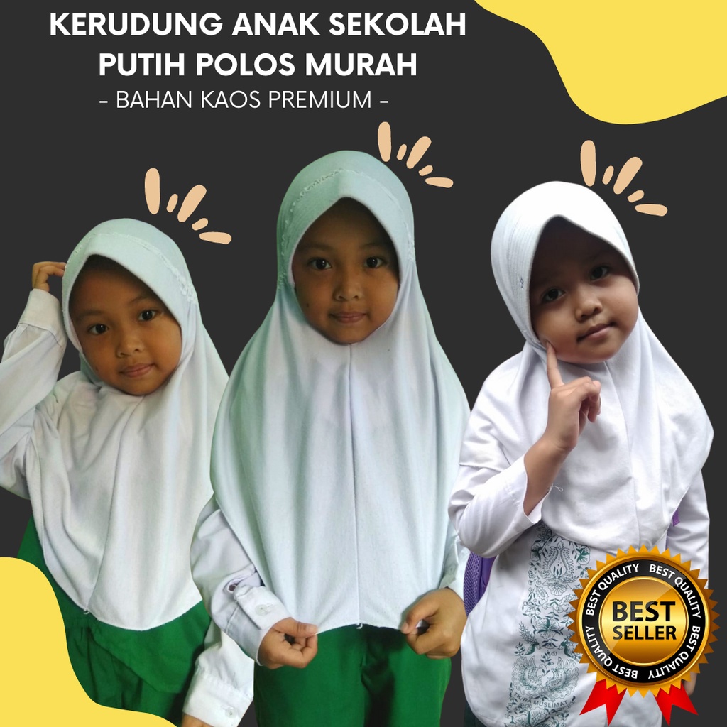 Jilbab Kerudung Sekolah Anak TK-SD KELAS 1-2 Murah Jilbab Anak Sekolah Putih Polos