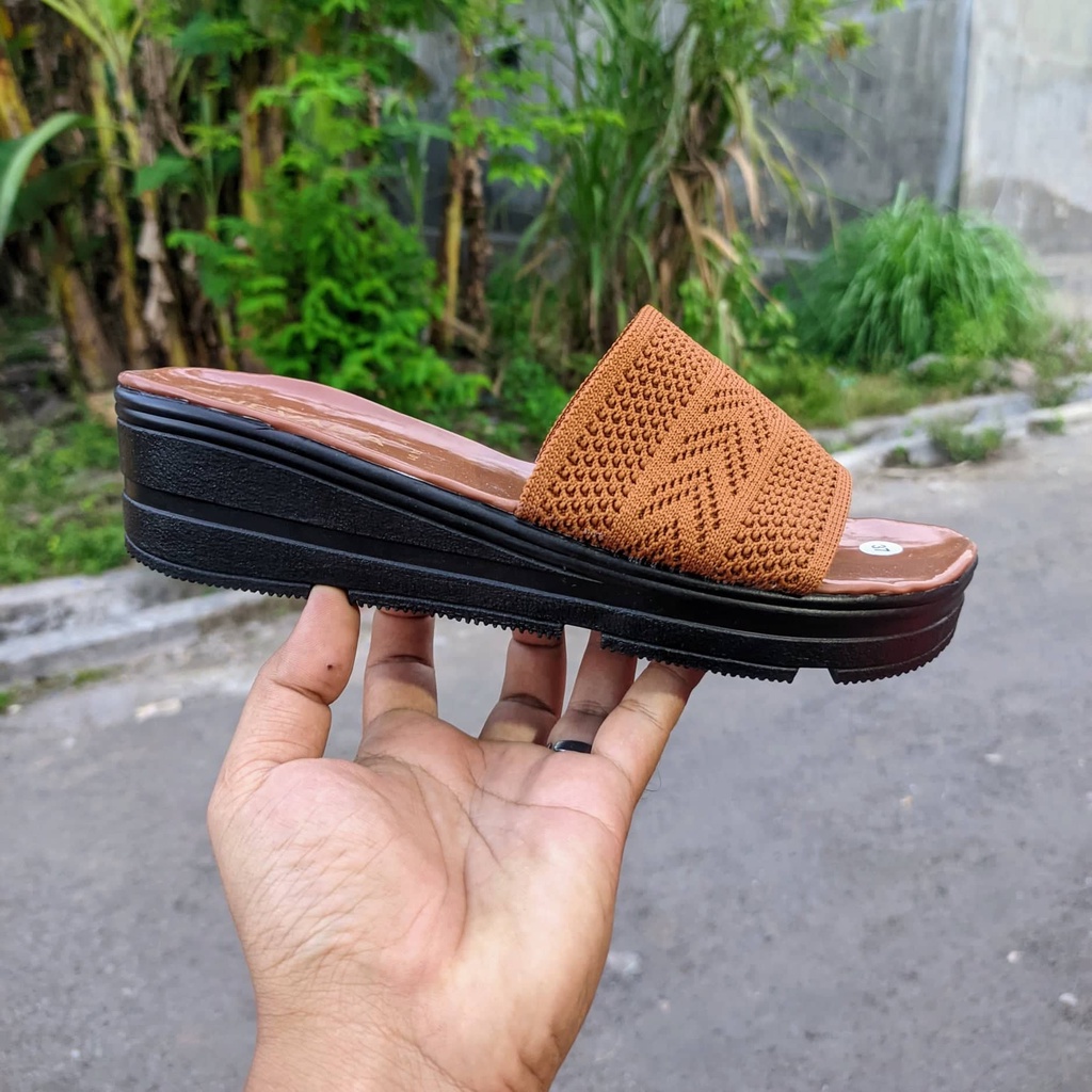 Wedges Wanita 5 cm - Sandal Perempuan Heels Sendal Wedges Wanita Rajut Import Terbaru2023