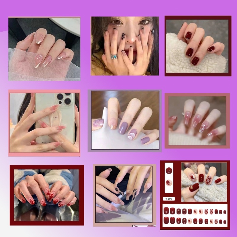 [✅ bisa COD] [✅ Gratis LEM dan KIKIR ] (DK0057) 24pcs/set Kuku Palsu Pendek Panjang Imitasi Nail Tip