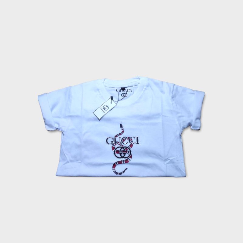 kaos anak baju anak anak gucc* snake white katun combed 24s super soft handfield.