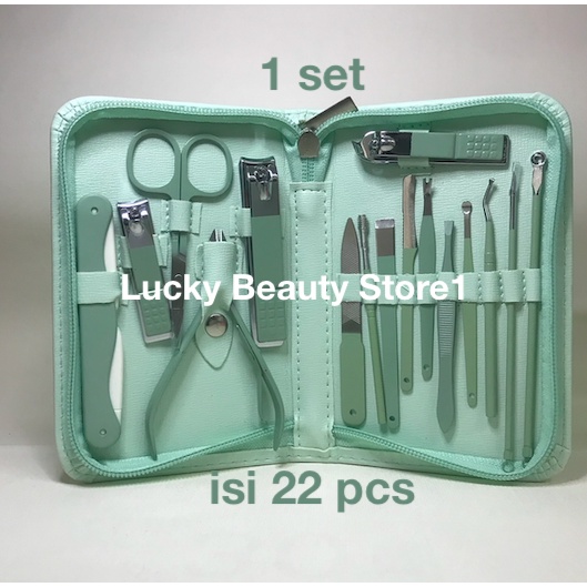 22 pcs Set Gunting Kuku Stainless Steel Kit Alat Kecantikan Manicure Pedicure Kutikula Telinga Bersih kredo bulu hidung