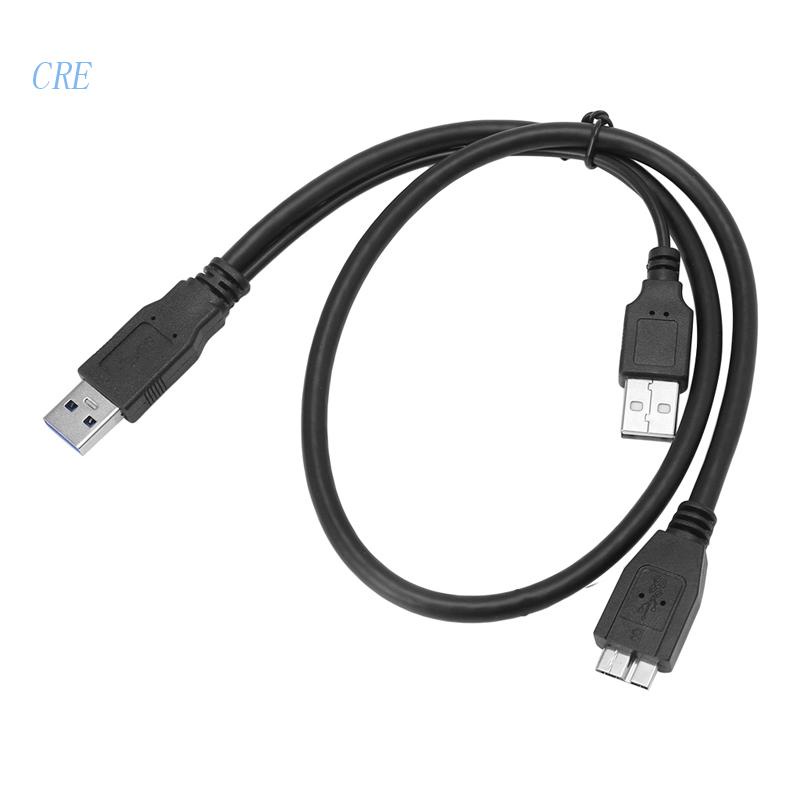 Cre Kabel Hardisk Eksternal USB 3.0 Dual Power Bentuk Y 2 x Tipe A Ke Micro B