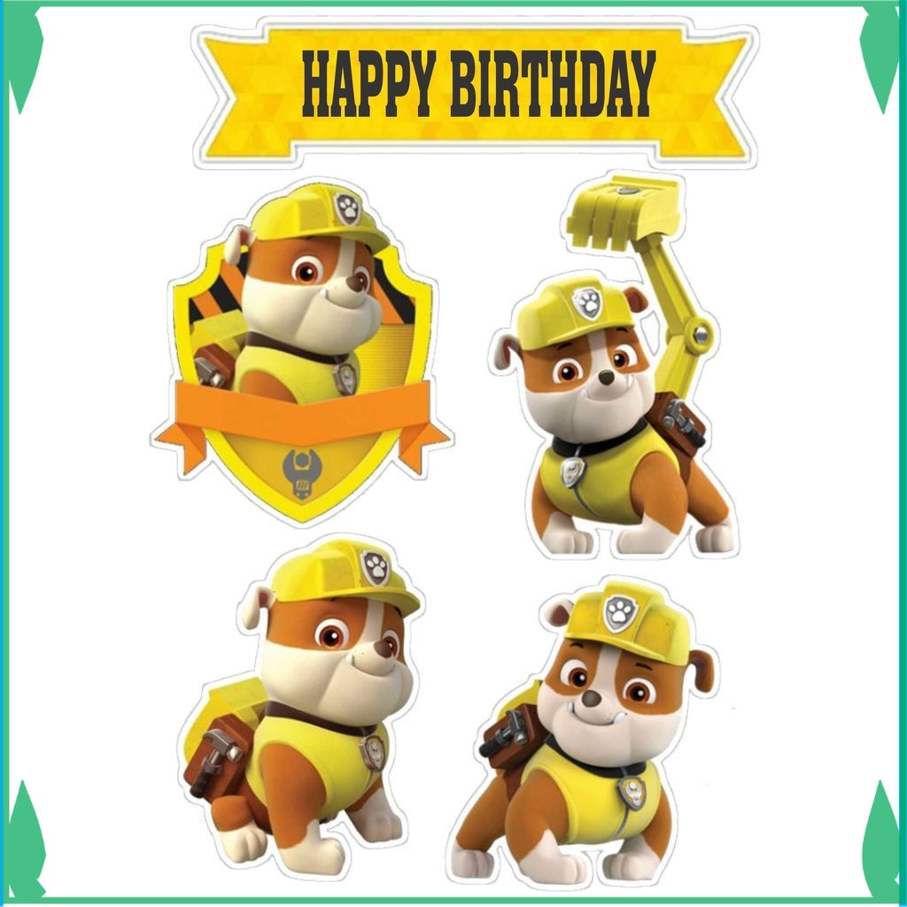 TOPER CETAK TOPPER CAKE TOPPER ULANG TAHUN TOPPER ULTAH / HIASAN KUE RUBBLE PAW PATROL Toko_Arsha