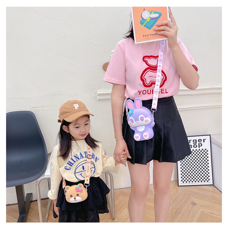 TAS SELEMPANG ANAK SILIKON KARAKTER / TAS ANAK TALI PANJANG/ TAS ANAK IMPORT
