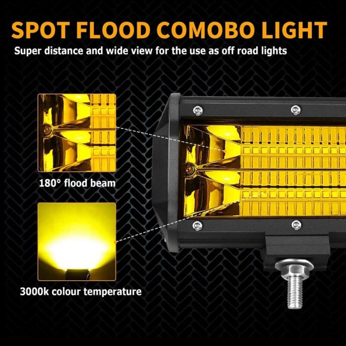 lampu 24 led Tembak sorot offroad 72watt 72w cree Bar Outdoor Mobil - Putih