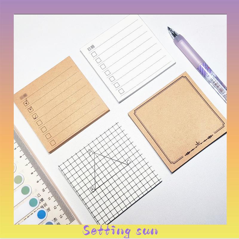 Sticky Note Memo Brown White Retro Sederhana Korea Sticky Note Alat tulis TN