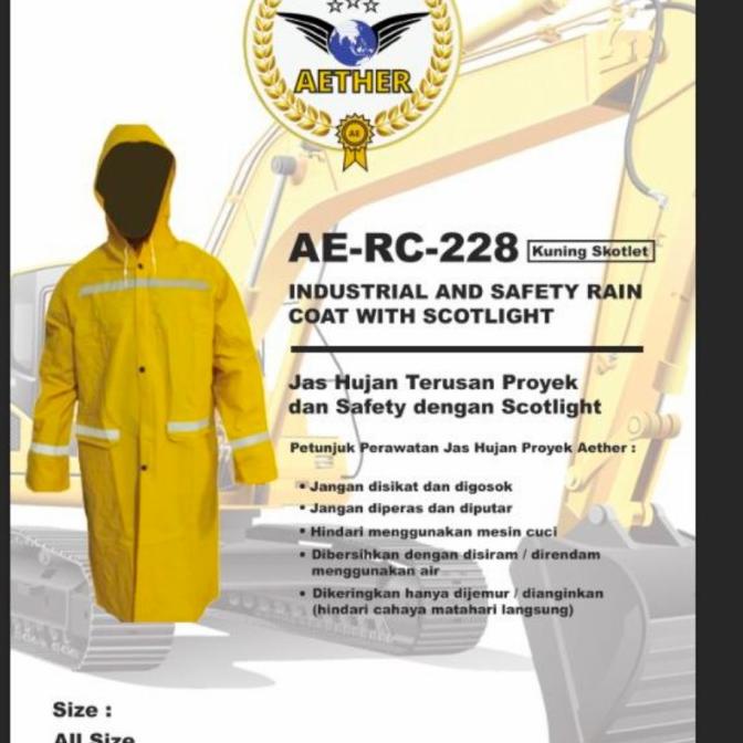 Jas Hujan Mantel Kuning Skotlet AETHER / Jas Hujan Mantel Kuning